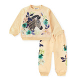 Molo Baby Disc Sweatshirt & Simeon Sweatpants Set ~ Floral Zebra/Lovely Floral