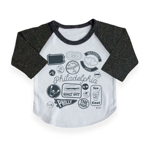 Maptote Philadelphia Pins & Patches Baby Baseball Tee