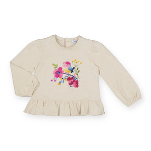 Mayoral Baby Girl Puff Sleeve Top & Velvet Leggings Set ~ Oat/Fuchsia