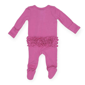 Angel Dear 2 Way Ruffle Zipper Footie ~ Fancy Pink