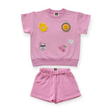 Petite Hailey Multi Patch Top & Shorts Set ~ Pink