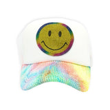 Bari Lynn Trucker Hat ~ Smiley Face/Crinkle Tie Dye