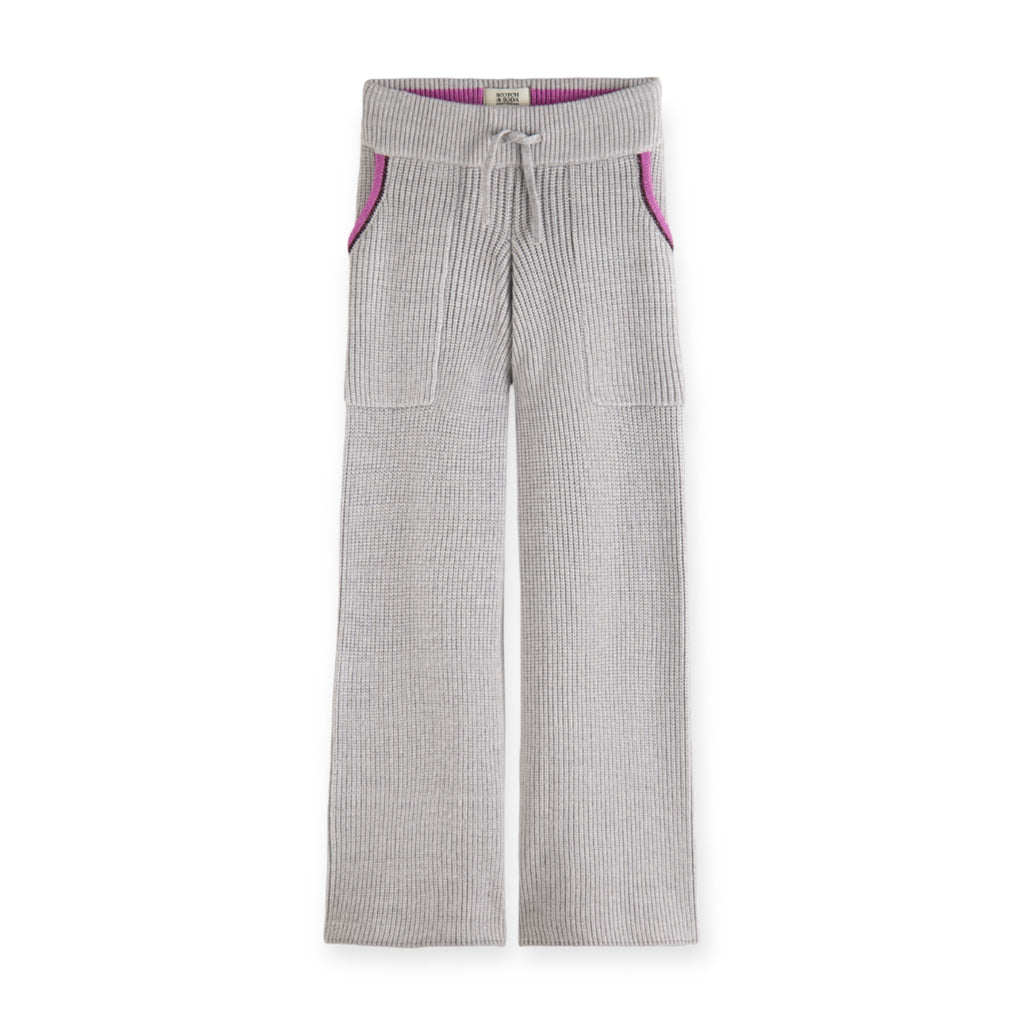 Scotch & Soda Girls Hooded Knit Pullover & Pants Set ~ Grey Melange/Purple