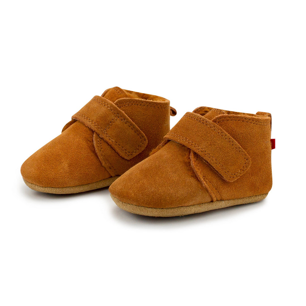 Zutano Fur-Lined Leather Baby Shoe ~ Pecan