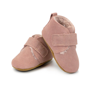 Zutano Fur-Lined Leather Baby Shoe ~ Pink