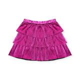 MIA New York Metallic Plisse Puff Sleeve Top & Skirt Set 7-12 ~ Berry