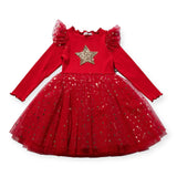 Petite Hailey l/s Frill Tutu Dress ~ Red