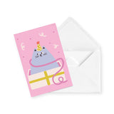 Anne-Julie Dudemaine Birthday Cat Birthday Card ~ Pink