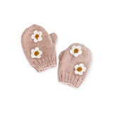 The Blueberry Hill Flower Knit Baby Mittens ~ Blush
