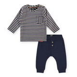 Babyface Baby l/s Striped Pocket T-Shirt & Soft Joggers Set ~ Dark Royal