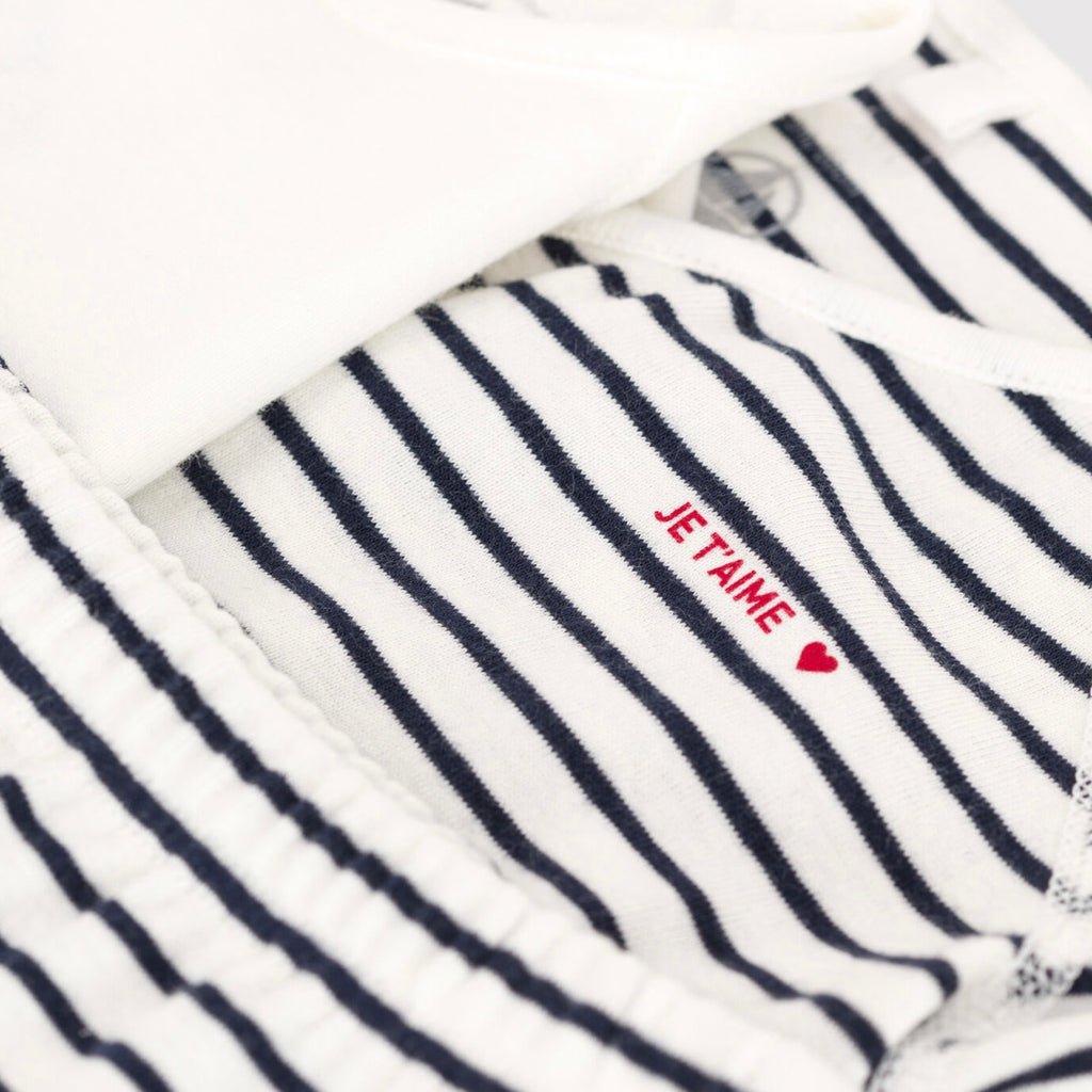 Petit Bateau Striped Cardigan, Pants, & Onesie 3pc Set ~ White/Navy