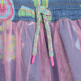 Billieblush Printed Denim Skirt w/ Mesh Overlay ~ Imaginary World