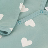 Petit Bateau Front Snap Heart Print Footie ~ Sage