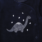 Carrement Beau Velour Side Snap Footie w/ Dinosaur Graphic ~ Navy