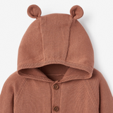 Elegant Baby Hooded Knit Romper w/ Bear Ears ~ Rust