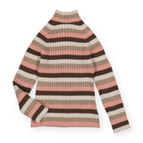 Mayoral Girls Ribbed Mock Neck Top ~ Blush Stripe