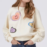 Molo Marge Sweatshirt w/ Sequin Patches ~ Heart Smiles