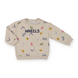 Mayoral Baby Boy Wheels Printed Sweatshirt & Sweatpants Set ~ Stone