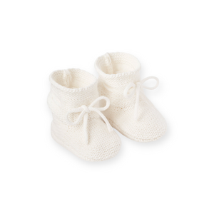 Elegant Baby Garter Knit Booties ~ Whisper White