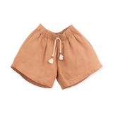 Play Up Girls Striped Boxy Tee & Linen Shorts Set ~ Pale Pink/Sienna