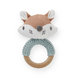 Elegant Baby Wooden Ring Rattle ~ Fox