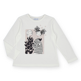 Mayoral Girls l/s T-Shirt w/ Girls Illustration 7-12 ~ Natural/Black