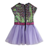 Billieblush Bi-Material Velvet & Mesh Dress w/ Sequins ~ Multi