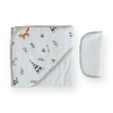Little Unicorn Hooded Towel & Wash Cloth Set ~ Forest Friends