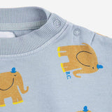 Bobo Choses Baby Printed Sweatshirt & Harem Pants Set ~ The Elephant/Blue
