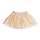 Imoga Ariana Embellished Jersey Bow Tee & Helen Mesh Skirt Set ~ Oatmeal/Gold