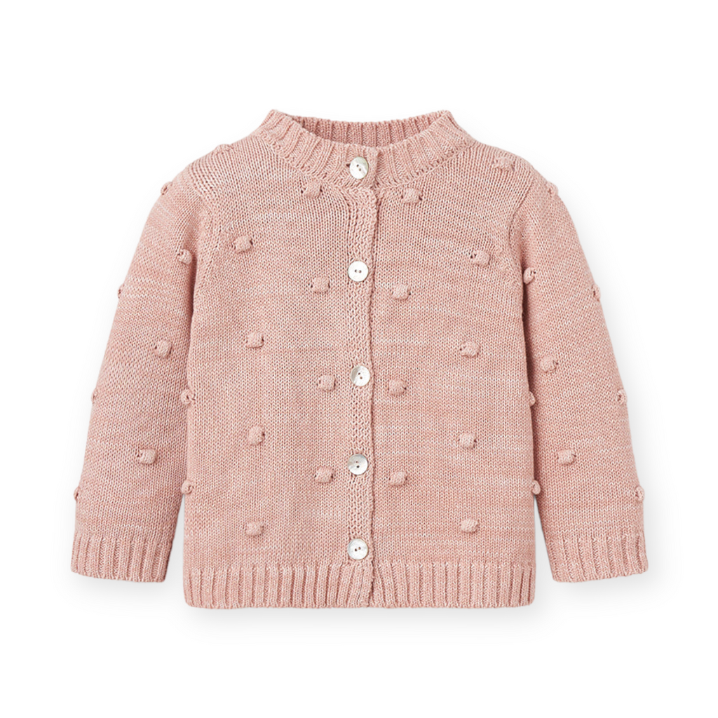 Elegant Baby Popcorn Knit Cardigan ~ Pink
