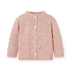 Elegant Baby Popcorn Knit Cardigan ~ Pink