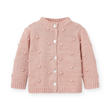 Elegant Baby Popcorn Knit Cardigan ~ Pink