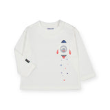 Mayoral Baby Boy l/s Rocket Ship Pocket T-Shirt ~ Cream