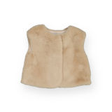 Mayoral Baby Girl L/s Tee, Check Leggings & Fur Vest Set ~ Sand/Anthracite