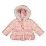 Mayoral Baby Girl Hooded Puffer Coat w/ Bows ~ Blush Pink