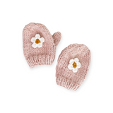 The Blueberry Hill Flower Knit Baby Mittens ~ Blush