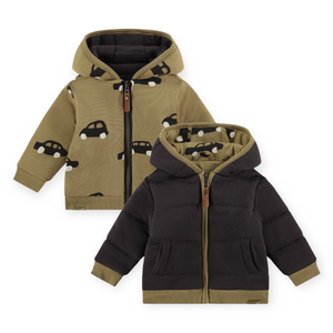 Babyface Baby Reversible Hooded Jacket ~ Concrete/Cars