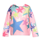 Hannah Banana Stars Sweater w/ Crystals ~ Pink Multi