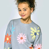 Hannah Banana Flowers Sweater w/ Crystals 7-12 ~ Grey Multi