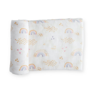 Little Unicorn Deluxe Muslin Swaddle ~ Rainbows & Raindrops