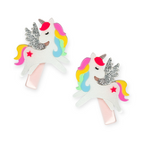 Lilies & Roses Winged Unicorn Clips ~ Pastel/Silver Glitter