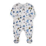 Coccoli Printed Zip Footie ~ Stars/Heather Grey