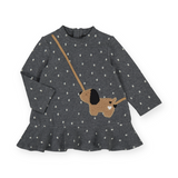 Mayoral Baby Girl Polka Dot Dress w/ Bag ~ Anthracite