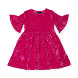 Rock Your Kid Crushed Velvet Dress ~ Hot Pink