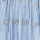 Stella McCartney Girls Glittery Hearts Tulle Dress ~ Blue