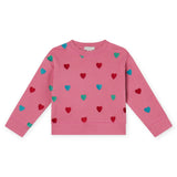 Stella McCartney Girls Glittery Hearts Sweatshirt ~ Pink