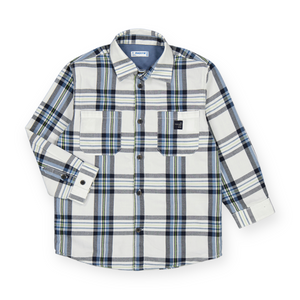 Mayoral Boys Check Overshirt ~ White/Blue