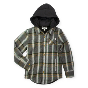 Appaman Boys Glen Hooded Shirt ~ Woodland Herringbone