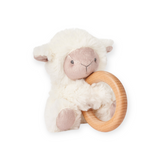 Elegant Baby Wooden Ring Plush Rattle ~ Lamb